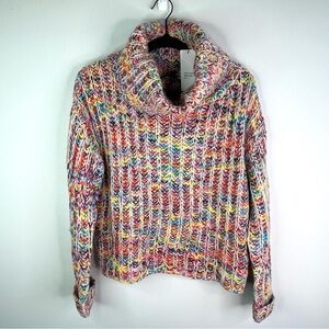 Strut&Bolt Colorful Cowl Neck Chunky Loose Knit Women's Sweater Size Small